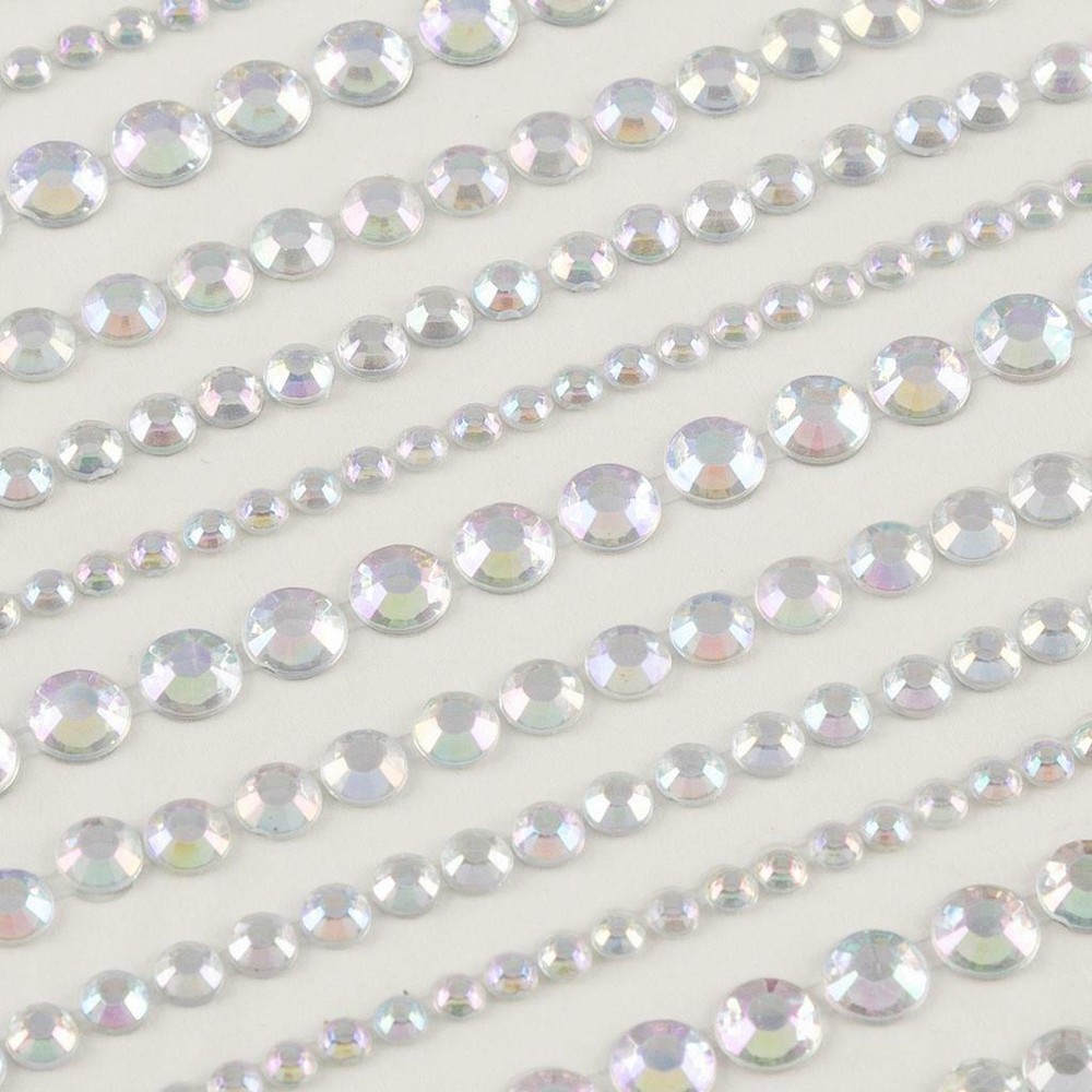 CraftbuddyUS 32 Assort Stripes of 3,4,5,6mm StickOn ABClear Rhinestone Gems Craf