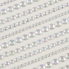 CraftbuddyUS 32 Assort Stripes of 3,4,5,6mm StickOn ABClear Rhinestone Gems Craf