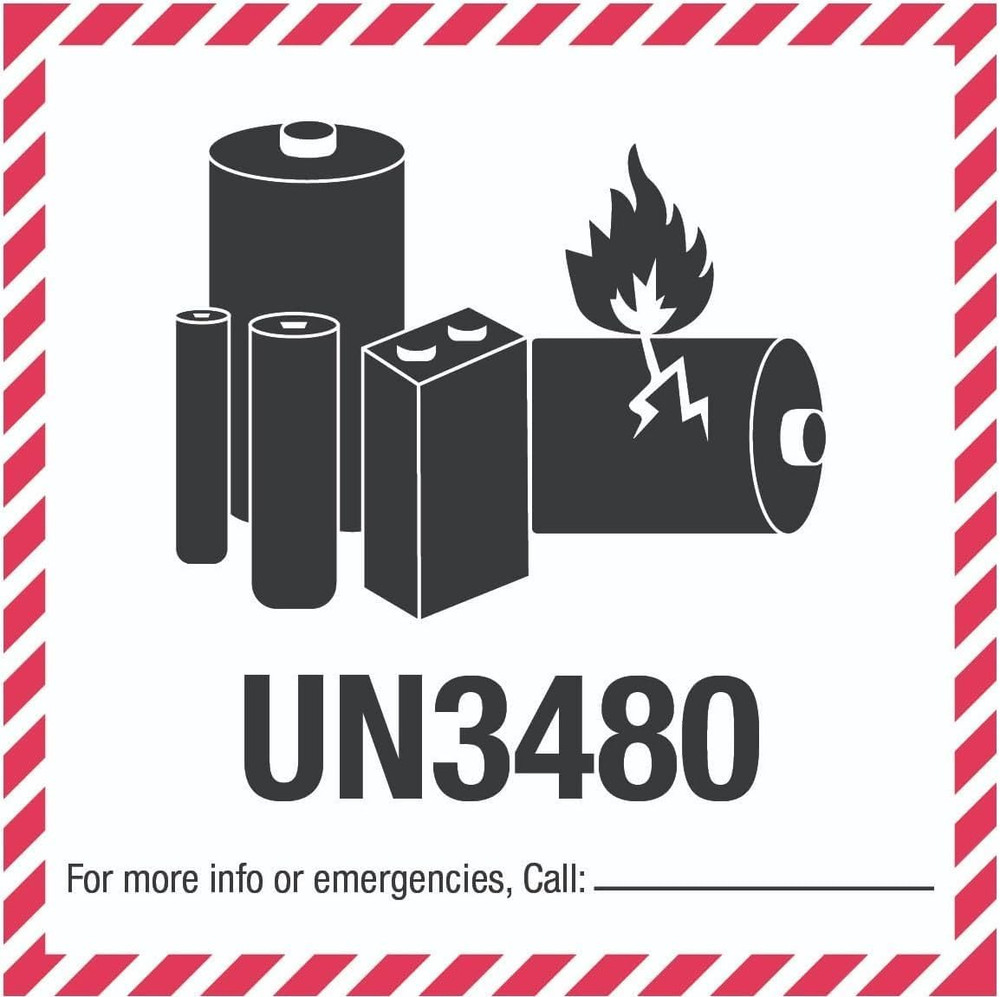 Proline UN3480 Caution Lithium Battery Labels 3.25 X 4.25 Inch 500 Total Sticker