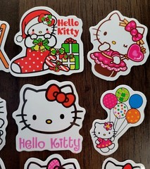 STICKERS x 10 Kitty Painter Lollipop Balloon Flag Flowers Dress JE23
