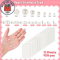 Self-Adhesive Pearl Stickers for Crafts – Assorted Sizes & Shapes (4366 PCS)