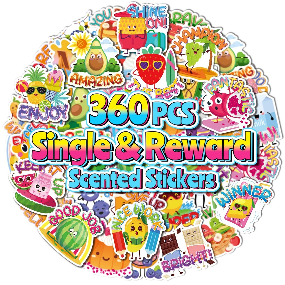 360PCS Scratch and Sniff Stickers, Large Scented Stickers for Kids & Teachers…