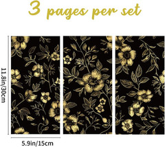 Gold Peonies Rub on Transfers for Crafts and Furniture 3 Sheet 6″X12″ Vintage Fl