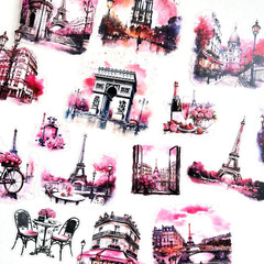 Pink Paris France Flake Stickers Travel Scrapbooking Junk Journaling Collage