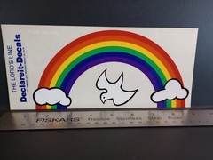 Vintage Stickers Rainbow Clouds Clear Decal Bumper Sticker Religious Jesus 1979