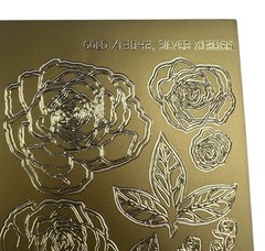 2 Sheets Hot Off The Press Dazzles Gold Stacked Rose 1830 & Gold Bird 1840 9 x 4