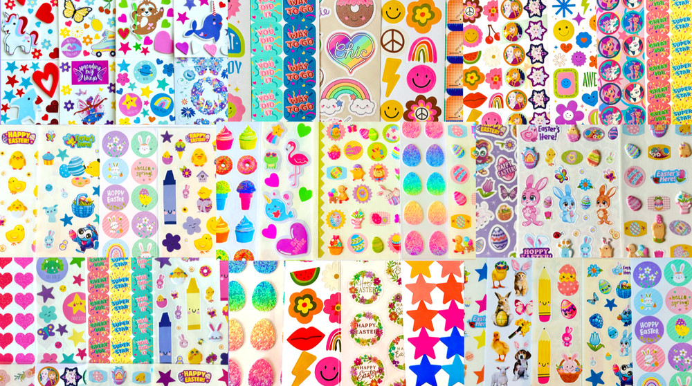 299+ Sticker Burst Collection Puffy Glitter Foam Retro PVC Nostalgic Holiday Bff