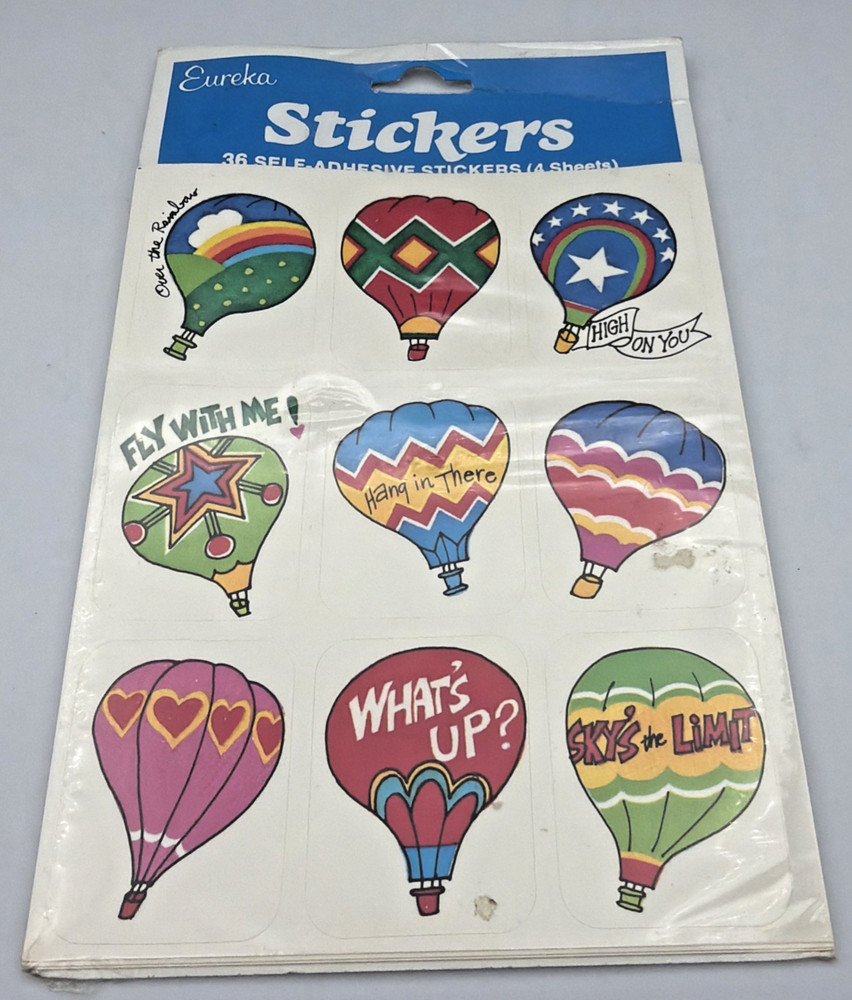 Vintage Hot Air Balloon Stickers New Sealed Pack Eureka Paper Magic Group USA
