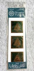 36 Fossler Christmas Seals Stickers Embossed Foil Holly Flower Tree Marian Heath