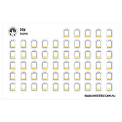 25% Quarter Energy Level Battery Stickers – Planner Icons for Productivity and M