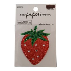 Strawberry Adhesive Gem Embellishment Sticker Red Green Glitter Rhinestone 2.5″