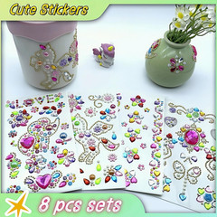 210Pcs+ Cute Reusable Stickers for Kids, Fun Glitter Gem Heart Art Stickers Bulk