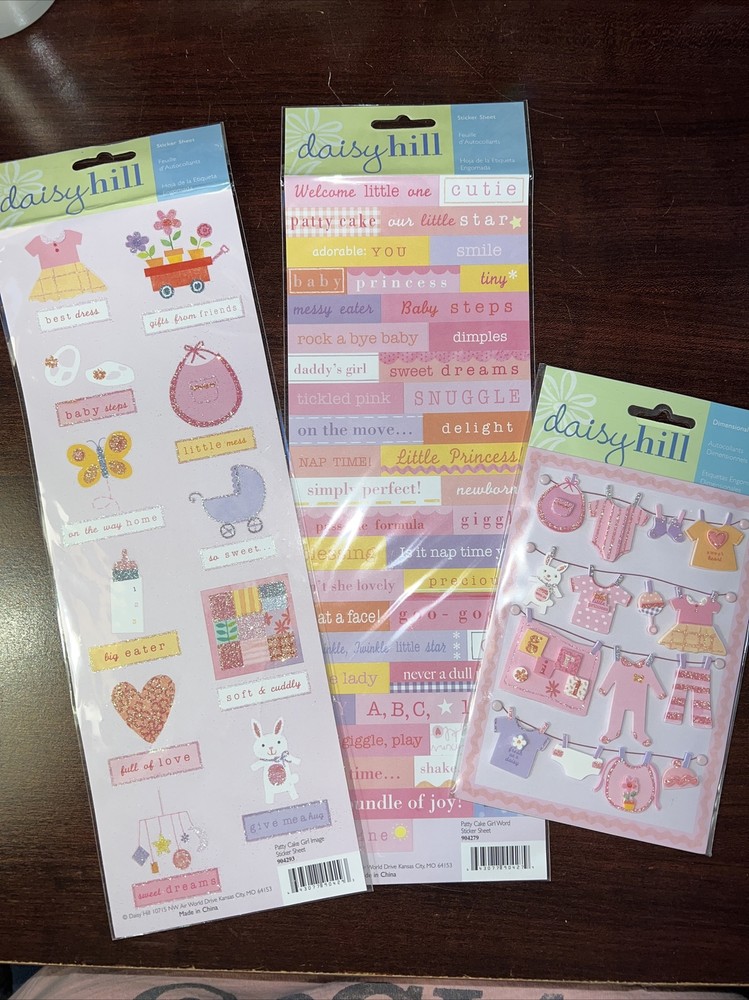 Daisy Hill Patty Cake Girl Images LOT Of 3 – 2 Sticker Sheets + 1 Dimensional