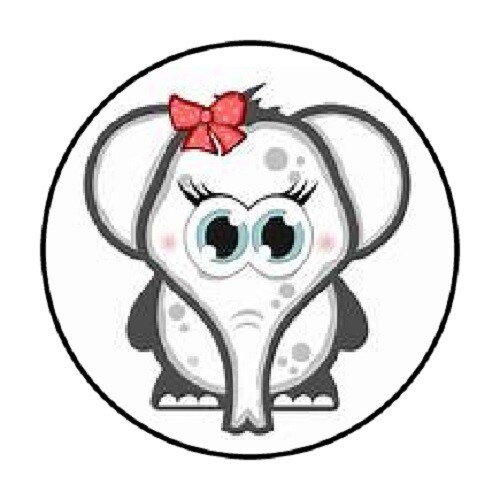 48 GIRLY ELEPHANT. ENVELOPE SEALS LABELS STICKERS 1.2″ ROUND