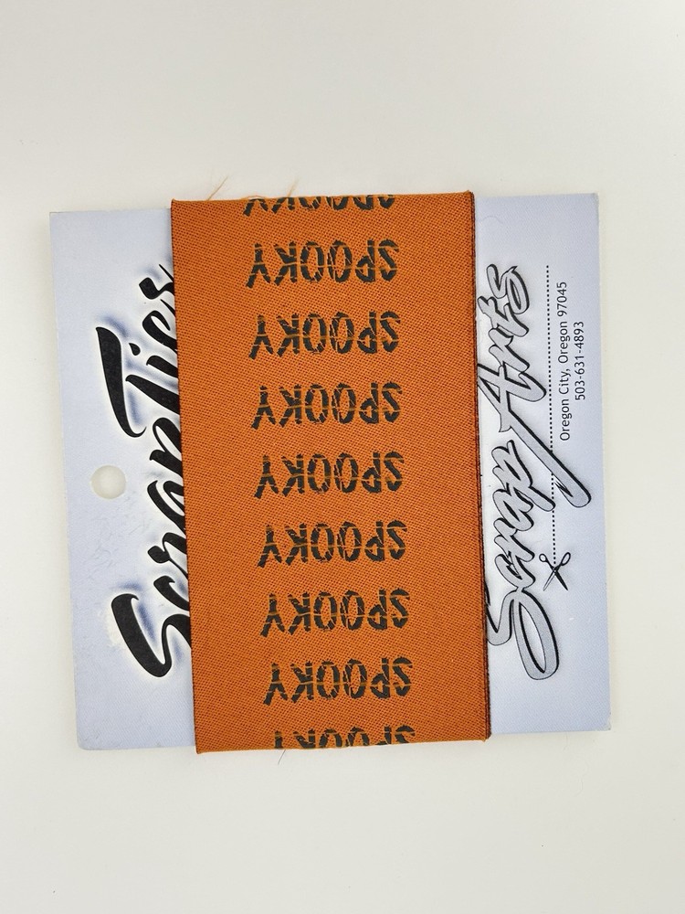 Scrap Ties Scrap Arts Orange Black Haloween Ribbon SPOOKY Scrapbooking