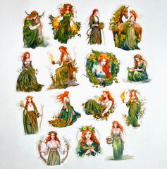 Celtic Goddess Stickers Scrapbooking Journaling Collage