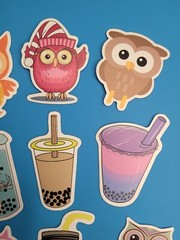 STICKERS x 10 Owl & Boba Milk Tea Cartoon Cute Sticker JUL249