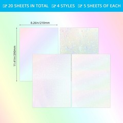 20 Sheets Holographic Sticker Paper A4 Size Vinyl Lamination Stickers Film Water