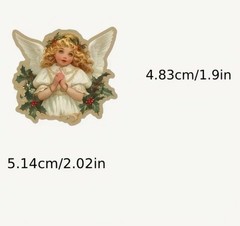 50 PACK OLD CHRISTMAS Retro Vintage Santa Angels Stocking Festive Stickers Lot
