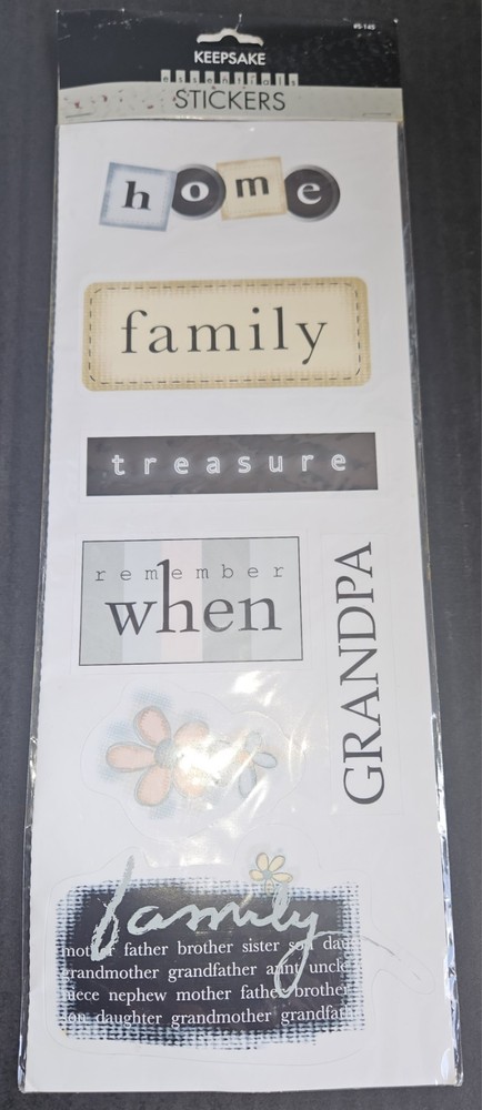 2 SIDED LARGE KEEPSAKE ESSENTIALS FAMILY TITLE & PHRASE SCRAPBOOKING STICKERS