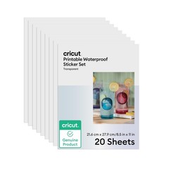 Waterproof Clear Sticker Paper – 20 Transparent Sheets, 8.5×11, Printable for In