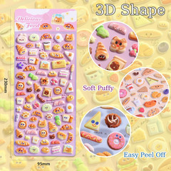 Cute Food Puffy Stickers – Hamburgers, Pizza, Hot Dogs, Donuts, and More