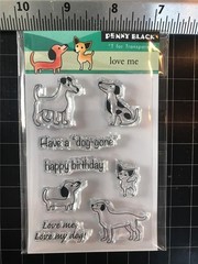 New Penny Black RUBBER STAMP clear cling LOVE ME SET puppy dogs free USA ship
