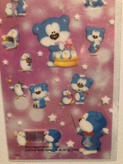Morning Glory Blue Bear With Drums Glitter Sticker Sheet Kawaii Vintage Htf