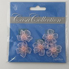 Casa Collection Small White Roses Appliqué Embellishments Pink Purple Blue