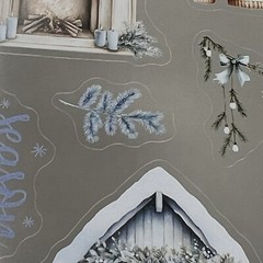Christmas Stickers 6 Sheets Blue Junk Journal Collage Planner Scrapbooking Cards