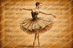 USA Veteran Made Vintage Ballerina Vinyl Print Set of 4 Sheet Music Ballet Wall
