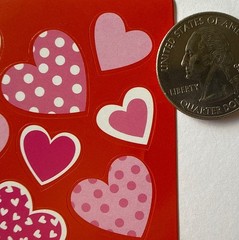 PINK/WHITE HEART ASSORTMENT Stickers(24pc) AGC•Valentines•Love•Card Making•