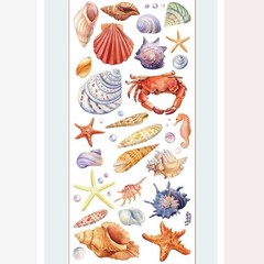 Violette Stickers – 2 Beach Seashells & Crabs Watercolor Sticker Sheets – Crafts