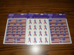 3824) 1 Lot: 3 Packages Stickers Patriotic Flags & Ribbons Heartline New Sealed