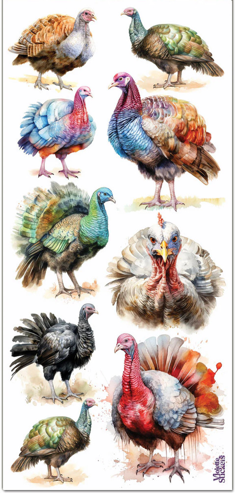 Violette Stickers Wild Turkey Scrapbook Craft Planner Supply Thanksgiving Birds
