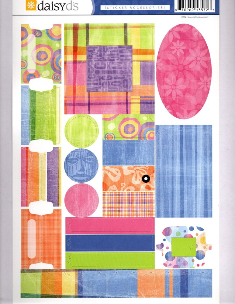 Daisy D’s SIDEWALK CHALK ACCESSORIES CARDSTOCK STICKER SHEET scrapbooking crafts