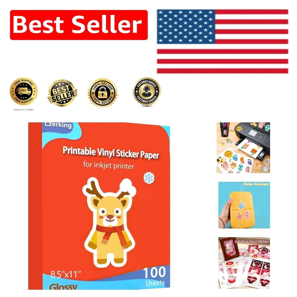 8.5×11 Glossy White Vinyl Sticker Sheets – 100 Pack for Small Business Branding