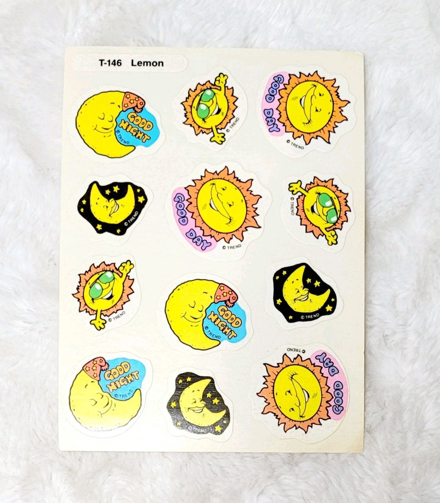 Vintage Trend Stickers Sheet 12 Scratch & Sniff Lemon Sun Moon T-146 Complete