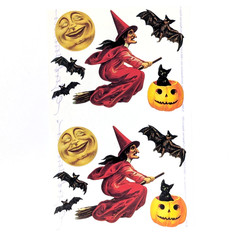 John Grossman Gifted Stickers: Vintage Witch Bat Pumpkin Moon Black Cat 1996