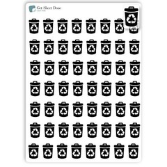 Recycle Planner Stickers / 54 Gold Foiled  Vinyl (1/2”) /  House Chores T…