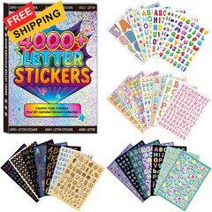 4000 Pcs+ Letter Stickers, 52 Sheets Alphabet Stickers Self-Adhesive Colorful