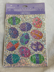 New Sealed Hallmark Easter Sparkle Glitter Multi Color Easter Egg Stickers