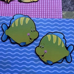 Vintage Carson Dellosa Fish Fishbowl Bulletin Board Name Tags Plates Cutout Lot