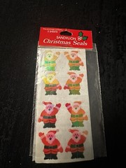 Vtg Sandylion Mother Of Pearl Santa With Sack Sticker Sheet New