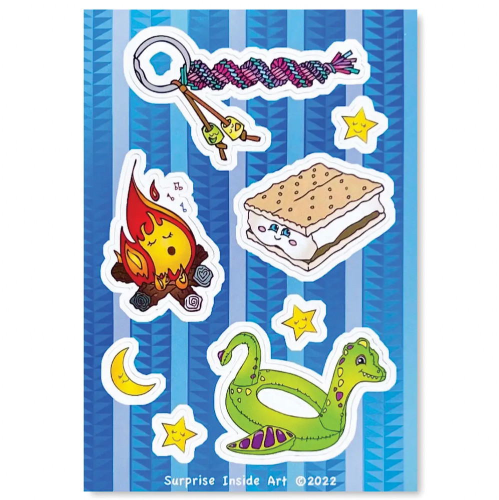 Lot of 5 Sticker Sheets: Summer Camp Friends, Vinyl & Water Resistant
