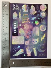 Celestial Magic Stickers Single Sheet of Stickers To The Moon Stars Crystal New