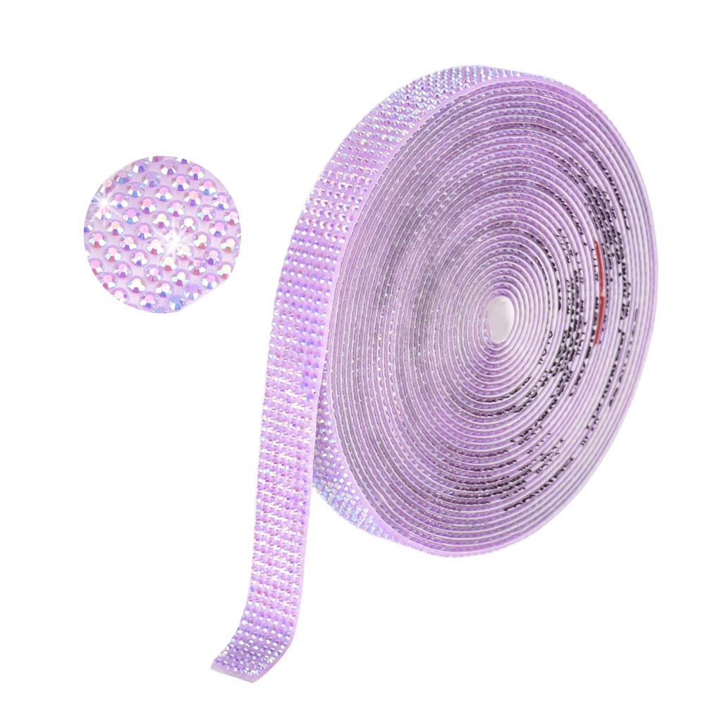 Self Adhesive Rhinestone Strips 6 Yards 0.55 Inch for Craft,Light Purple AB