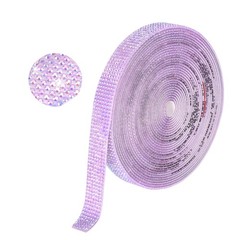 Self Adhesive Rhinestone Strips 6 Yards 0.55 Inch for Craft,Light Purple AB