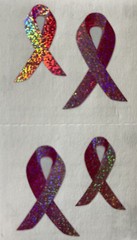 SPARKLE PINK AWARENESS RIBBON Stickers(4pc)Mrs.Grossman’s•Pink •Cancer•Prismatic