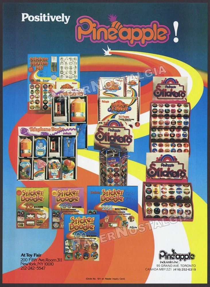 PINEAPPLE Industries – Original 1984 Trade print AD / ADVERT / Stickers promo